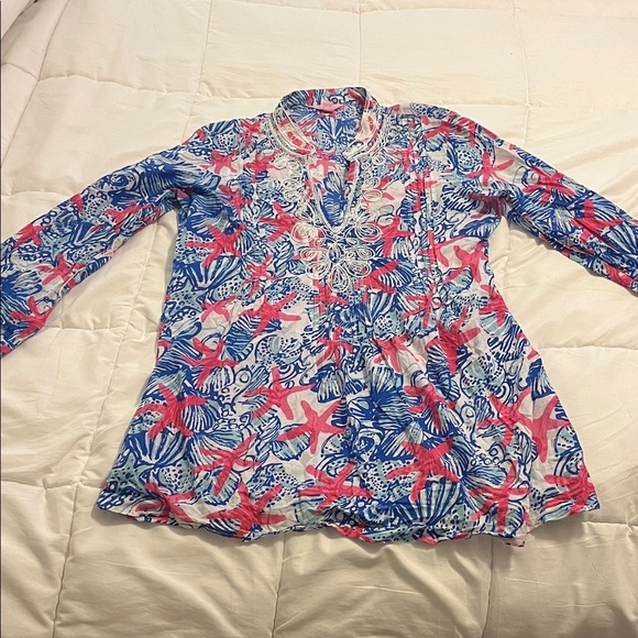 Lilly Pulitzer women’s Sarasota Tunic Resort White She Shells Top size medium - Picture 2 of 9